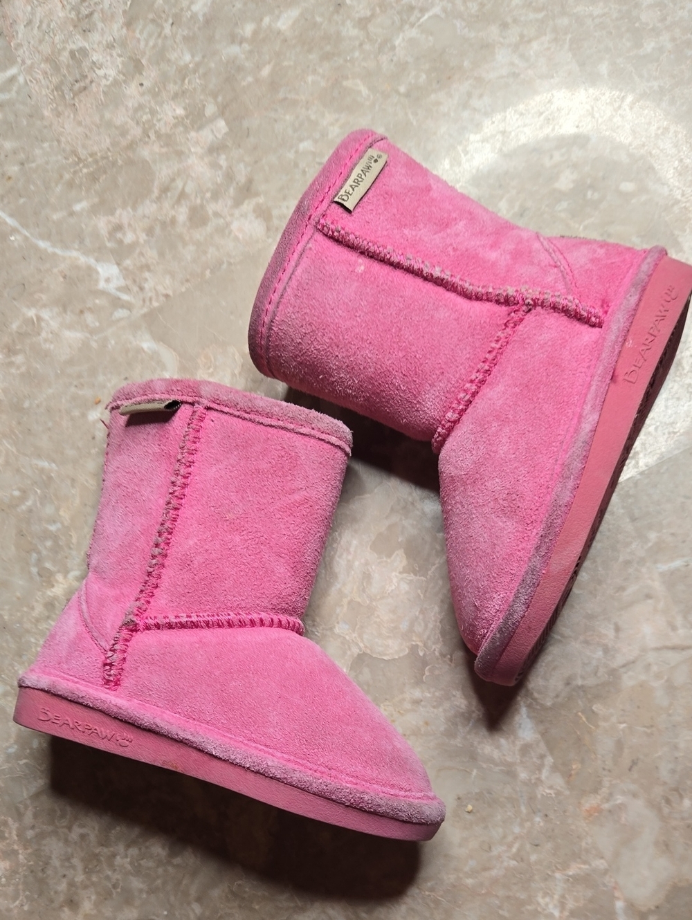 BearPaw Kids Pink Suede Plush-Lined Winter Boots